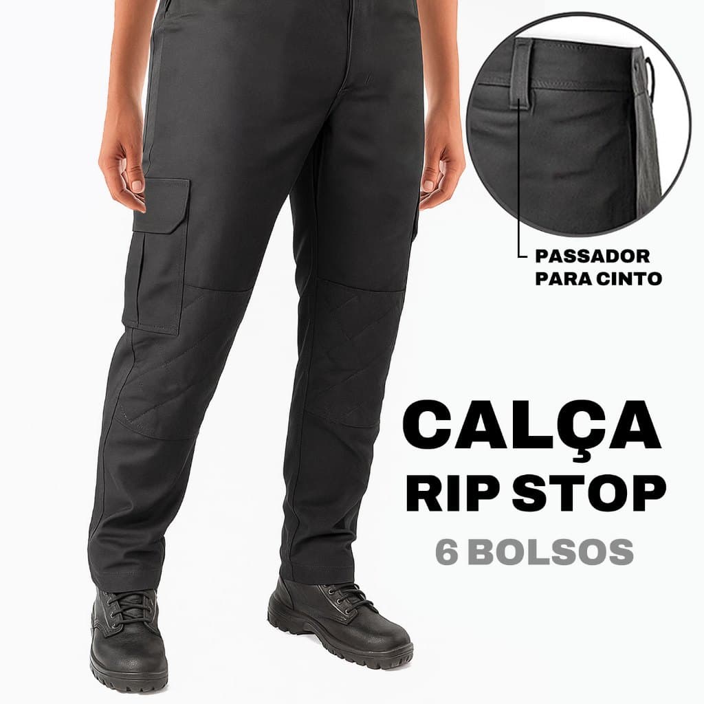 Calça Cargo Rip Stop Reforçada com proteção no Joelho - Passador para cinto Masculina Proteção UV