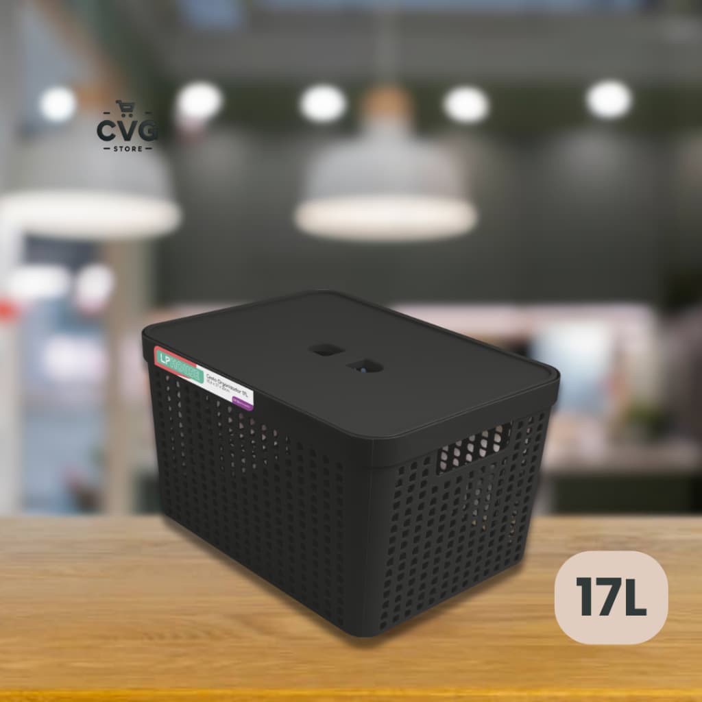 Cestos Organizadores c/Tampa Rattan 17 litros Multiuso Ideal para armário e gavetas LP HOUSE