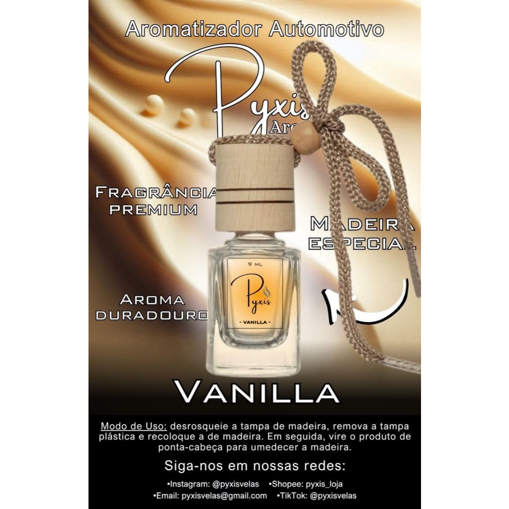 Cheirinho Para Carro | Aromatizador Automotivo Premium | Vanilla | 9 Ml | Perfume de Carro | Baunilha
