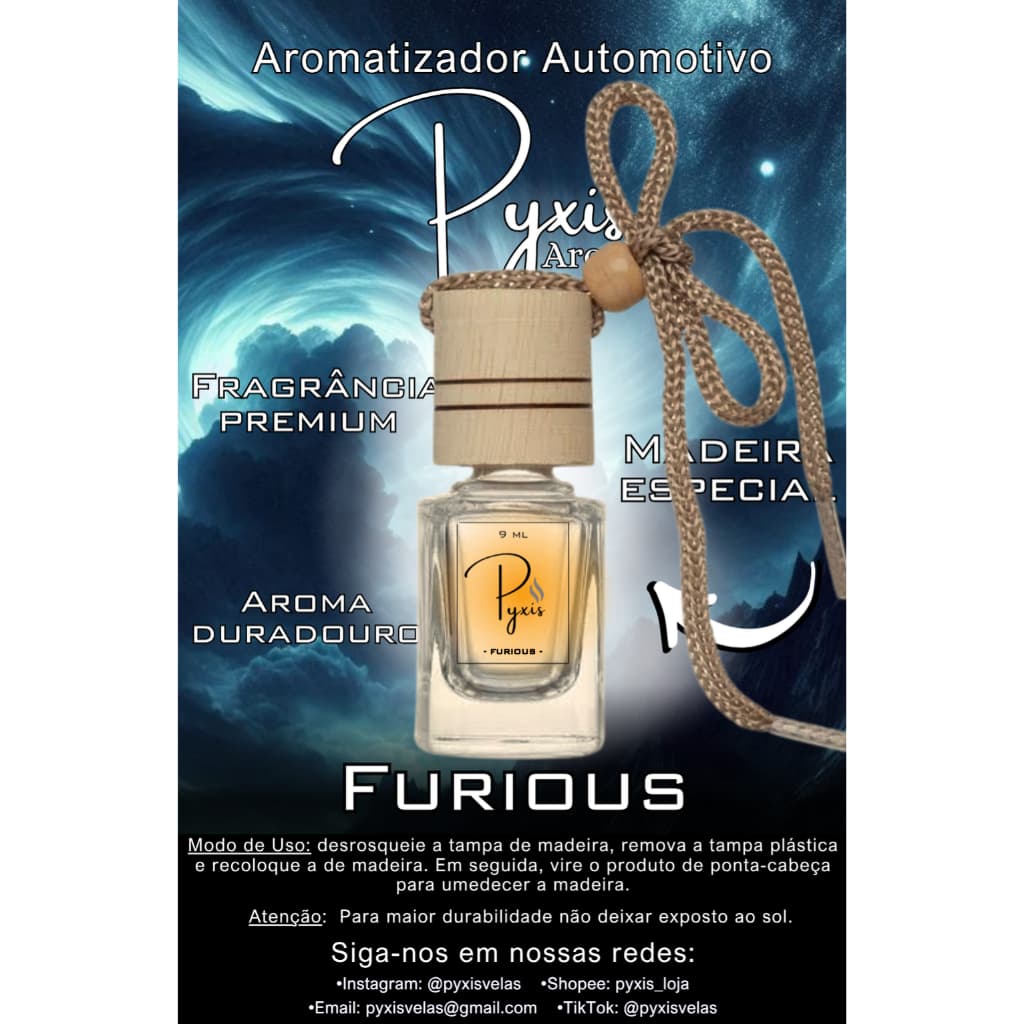 Cheirinho Para Carro | Aromatizador Automotivo Premium | Furious | 9 Ml | Perfume de Carro | Sauvage