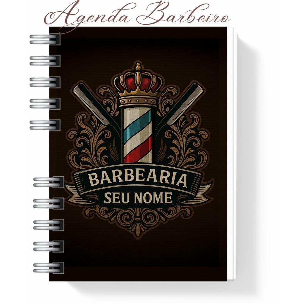 Agenda Barbeiro Personalizada - Capa Dura 100 Folhas / 200 Páginas - Premium 75g