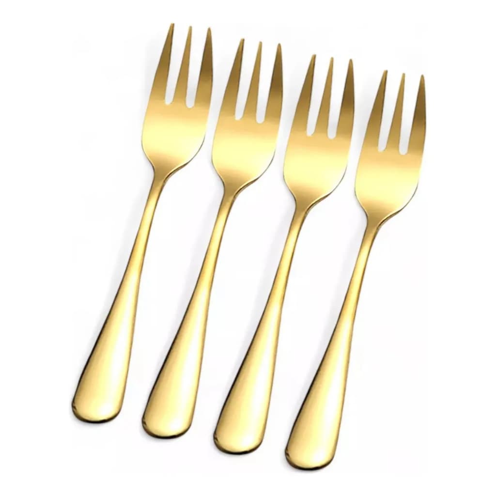 Kit 6 Garfos de Bolo Torta Dourado Valentina - Mimo Style