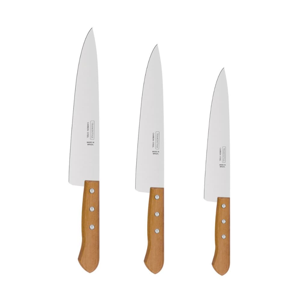 Faca Peixeira Kit Com 3 Tamanhos 5, 6 e 8 Tramontina Aço Carbono