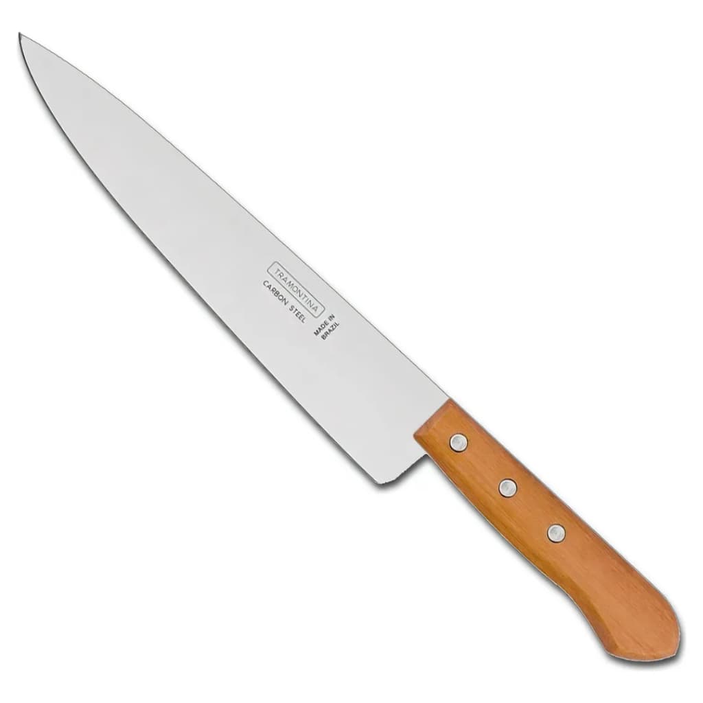 Faca Para Churrasco Cozinha 8" Aço Carbono Cabo de Madeira Tramontina Peixeira