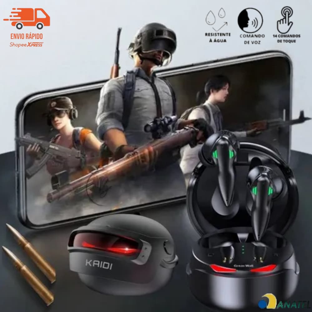 Fone Bluetooth Gamer FN-B48 TWS | Baixa Latência, LED Robótico e Cancelamento de Ruído