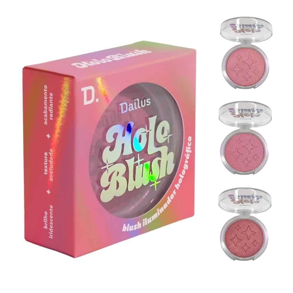 Dailus Holo Blush Iluminador 2 em 1 Efeito Holográfico Alta Pigmentação Textura Fina - Escolha