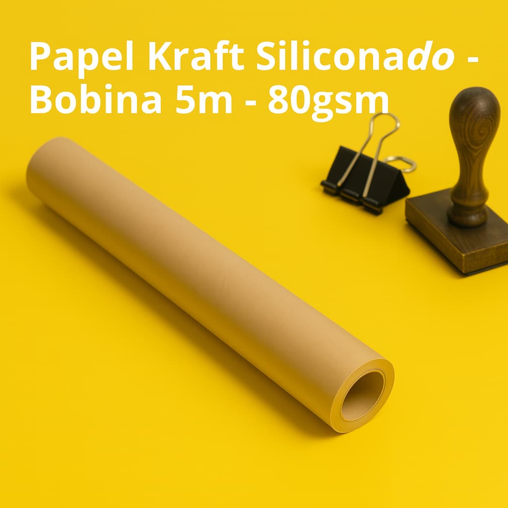 Folhas Papel Kraft Marrom Siliconado - Papelaria Artesanatos Bobina 5m - 1un