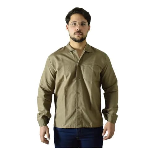 Camisa Marrom Claro masculina Ultra Resistente Duravel Confortavel Macia Trabalho pesado