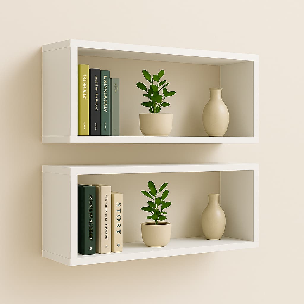 Kit 2 Nichos Retangulares 45x20x15cm Mdf Decoração Sala Escritório Quarto