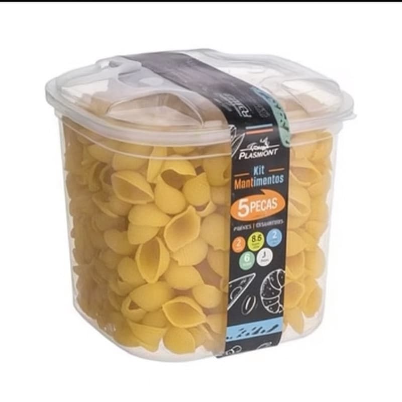 Kit Mantimento 5 pecas de 1 a 7 Litros Armazenador de Alimentos 5 Peças
