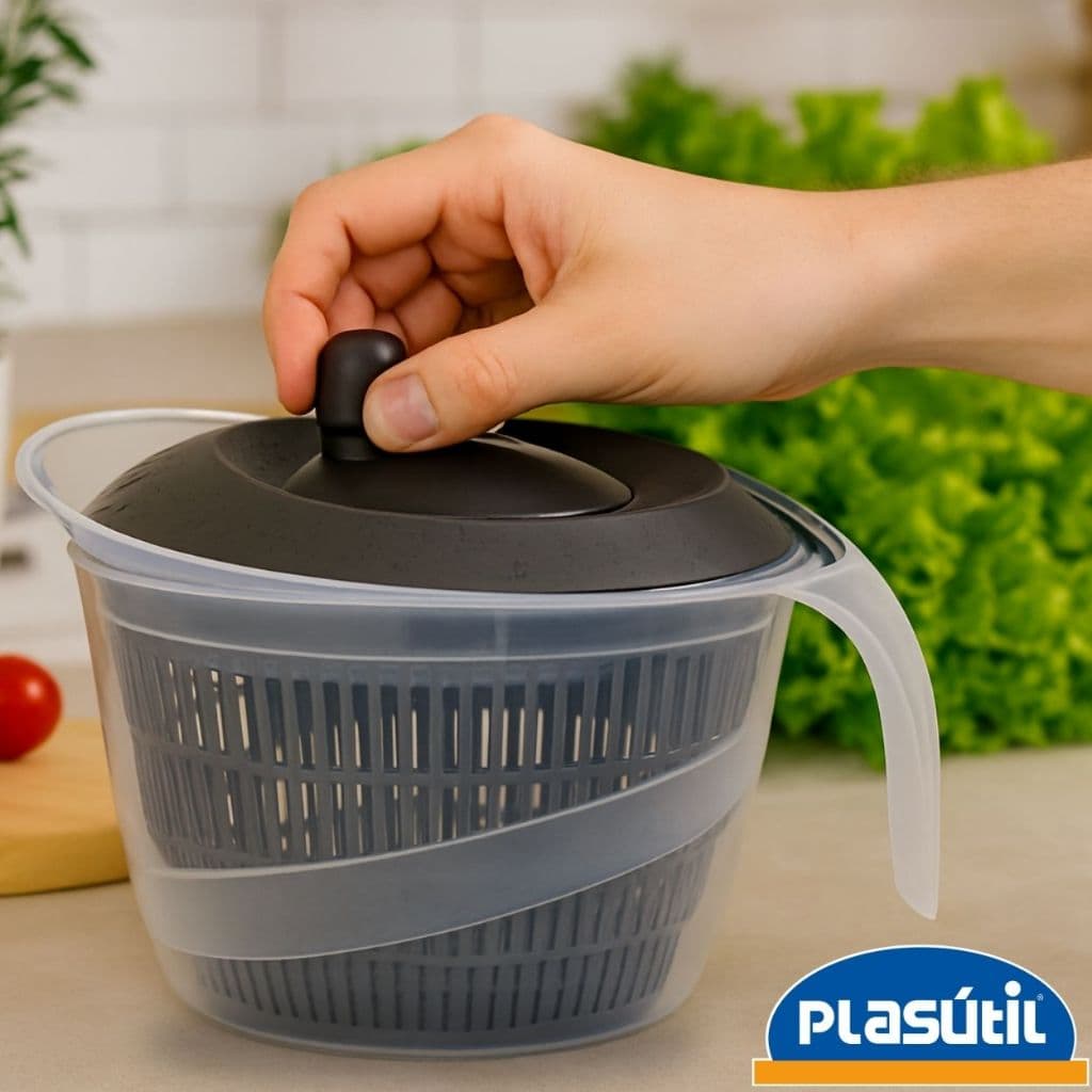 SECA SALADAS CENTRIFUGA MANUAL SECADOR FOLHAS ALFACE 2,8L VERDURAS LEGUMES
