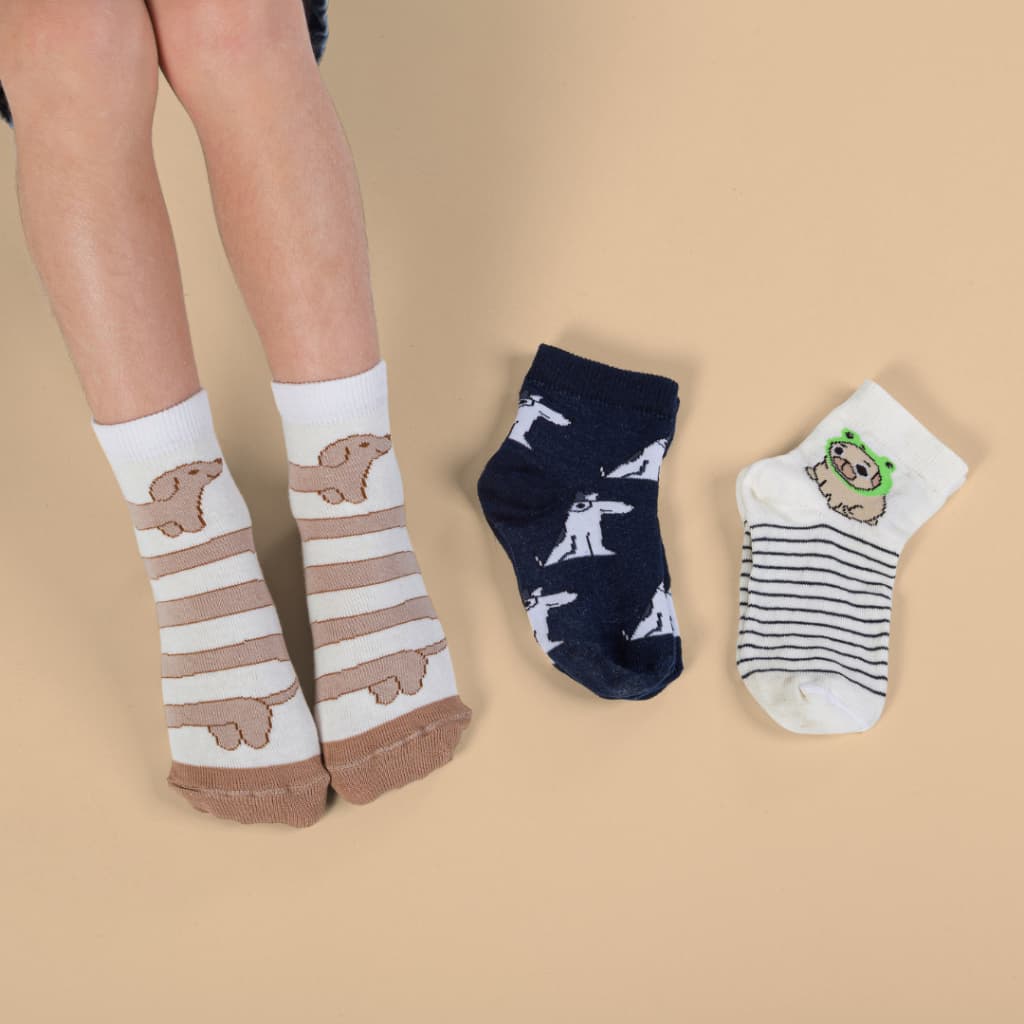 KIT 3 PARES DE MEIA DUCK MENINO INFANTIL CRIANÇA ESTAMPAS DESENHO DIVERTIDAS FRIO INVERNO VOLTA AS AULAS