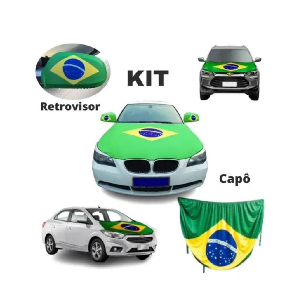 Kit Bandeira Do Brasil De Carro E Retrovisor Bolsonaro