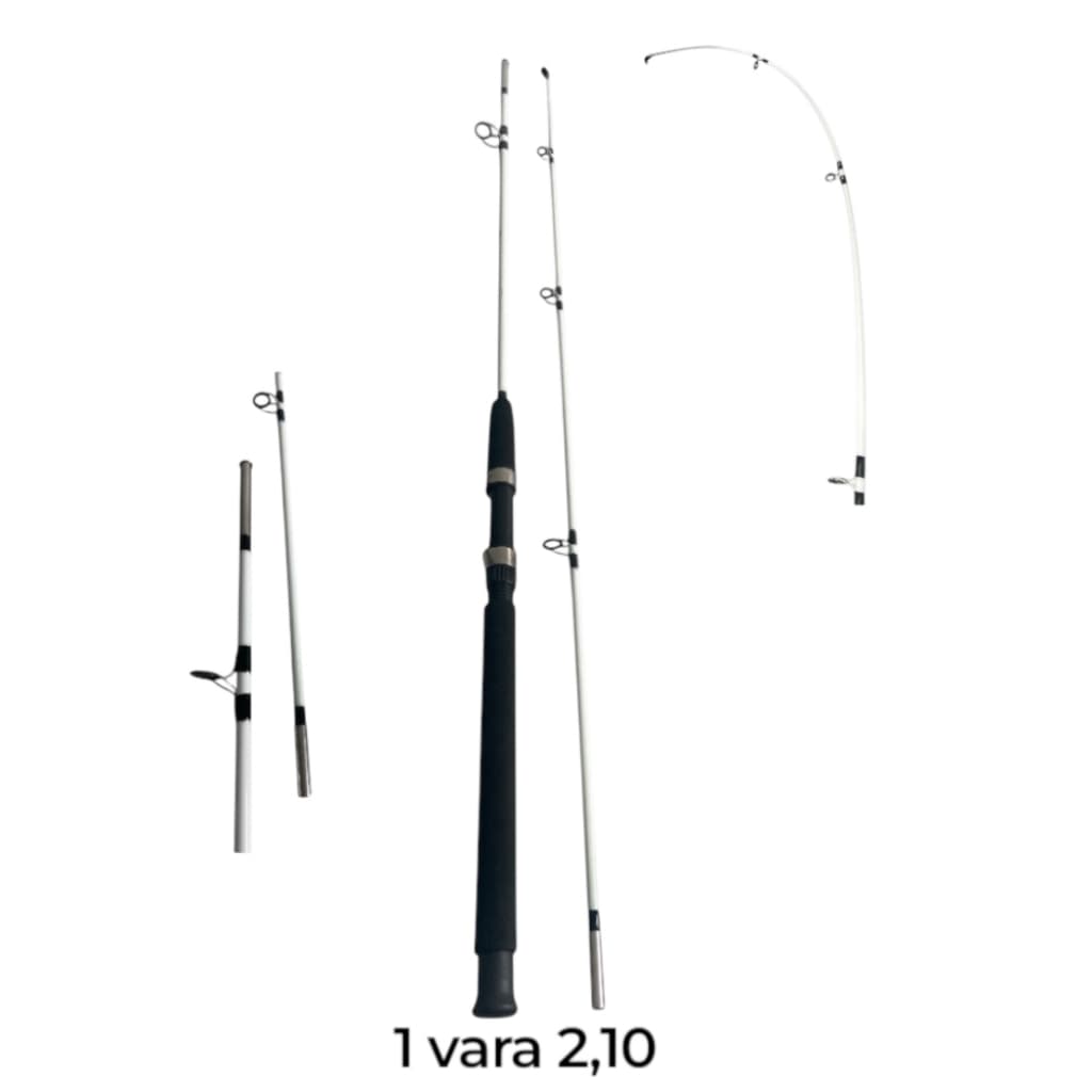 Vara de pesca vara de molinete maciça duas partes 2,10 cor aleatoria
