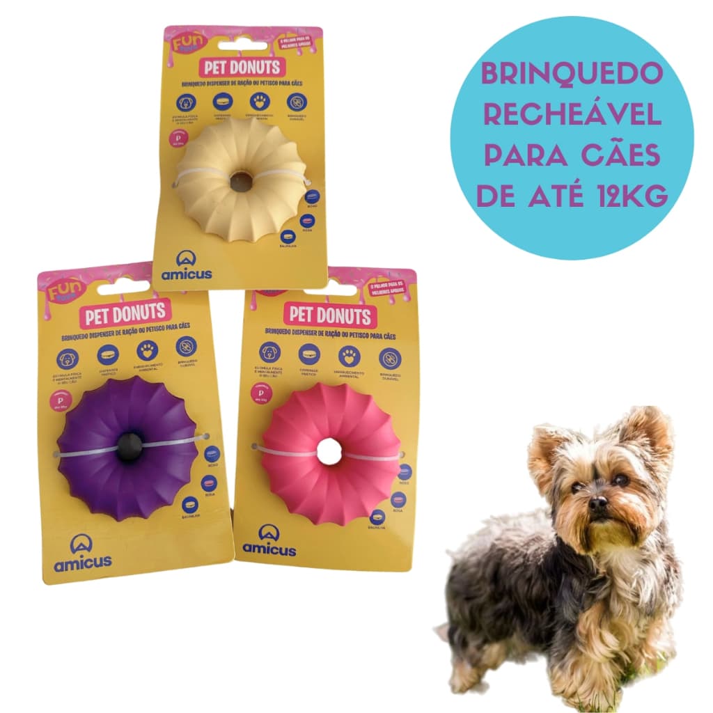 Brinquedo para cães Interativo Recheável Fun Toys Pet Donuts Dispenser tamanho P