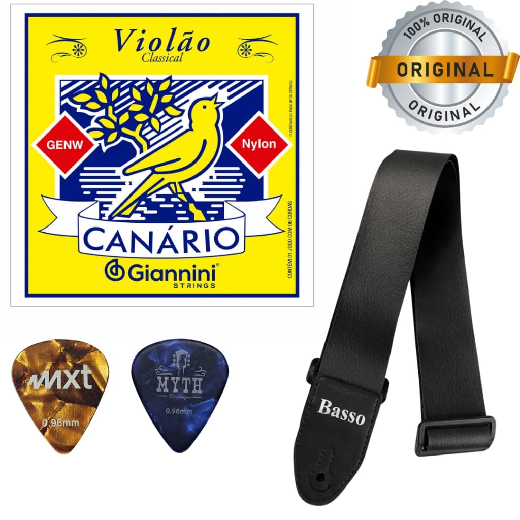 Encordoamento Canario Nylon + Correia Alça + 2 Palhetas