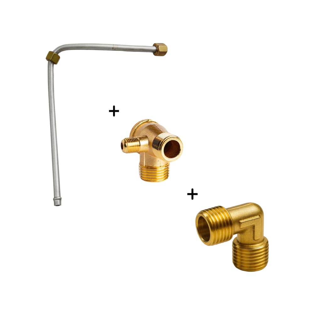 Kit Serpentina Cano + Cotovelo Joelho 3/8 + Válvula de Retenção para Motocompressor