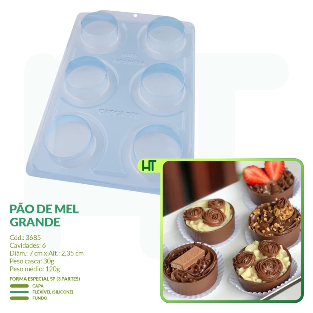 Forma Pão de Mel Grande BWB 3685 SP 10514 - Forma Especial (3 Partes) Bombom Aberto