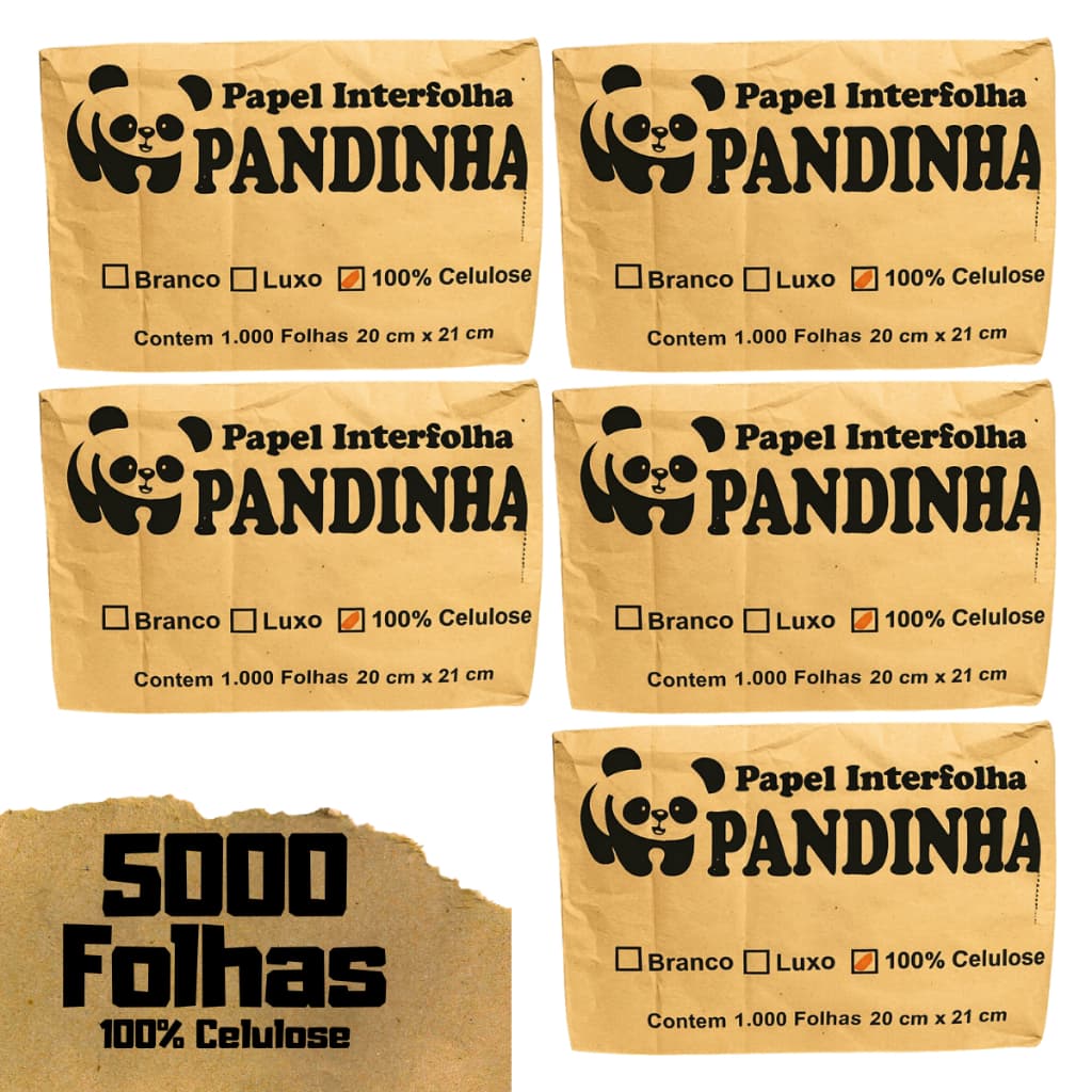 5000 Papel Toalha Interfolha Branco 100% Cel. Pandinha Fardo