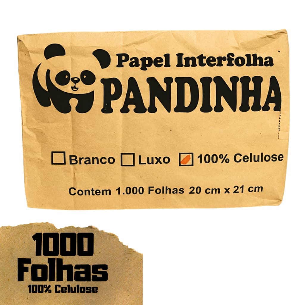 Papel Toalha 1000 Fls Interfolha Branco 100% Cel. Pandinha Textura Suave e Resistência