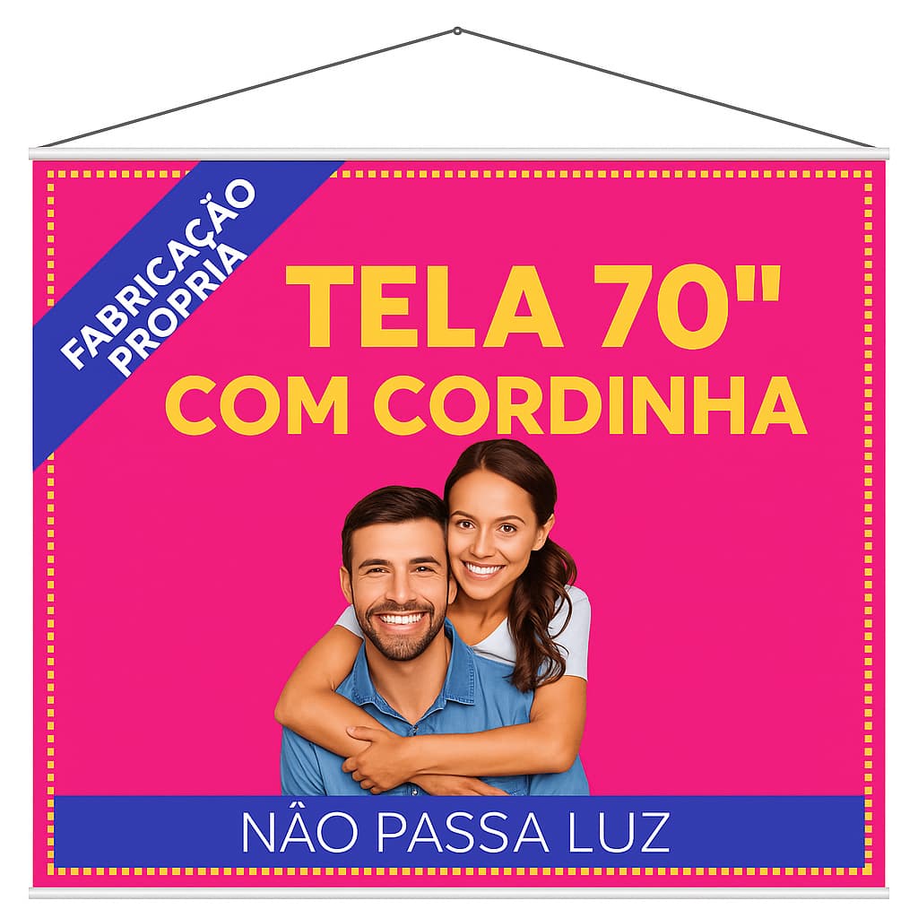 TELA PARA PROJETOR - PROJEÇÃO EXCELENTE - NÃO PASSA LUZ COM CORDÃO PARA PENDURAR