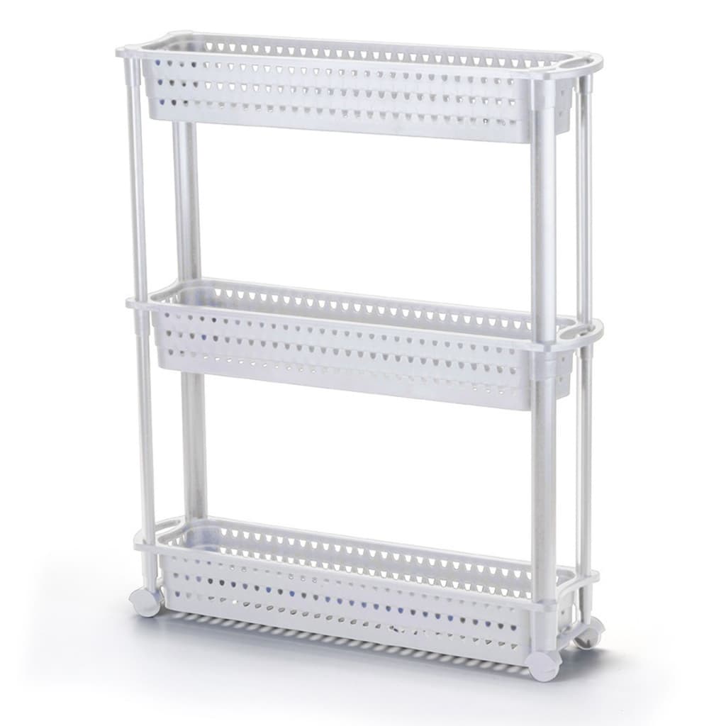 Prateleira de Plástico com Roda para Cozinha e Banheiro 3 Divisórias 53x26cm - Arthi