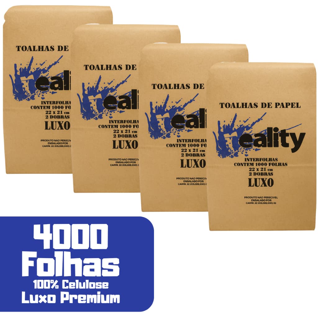 Kit 4000un Papel Toalha Interfolha Luxo Reality
