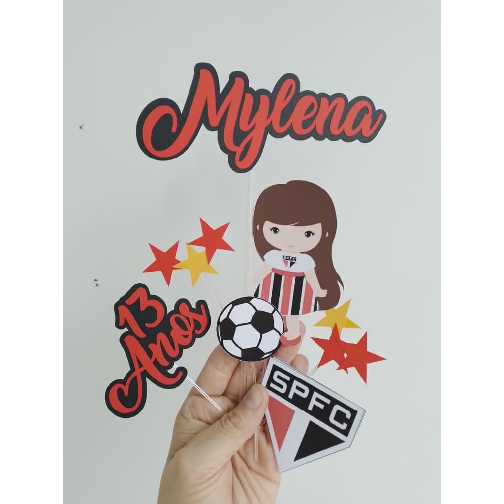 Topo de Bolo Personalizado Futebol São Paulo FC – Nome e Idade