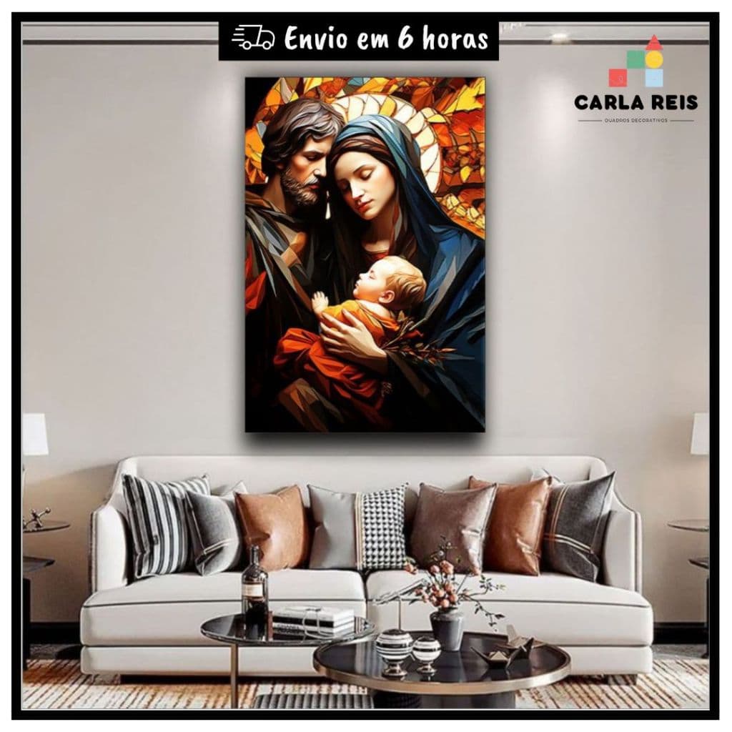 Quadro Decorativo 1 Peça Sagrada Familia Menino Jesus quadro para Sala igreja quadro religioso
