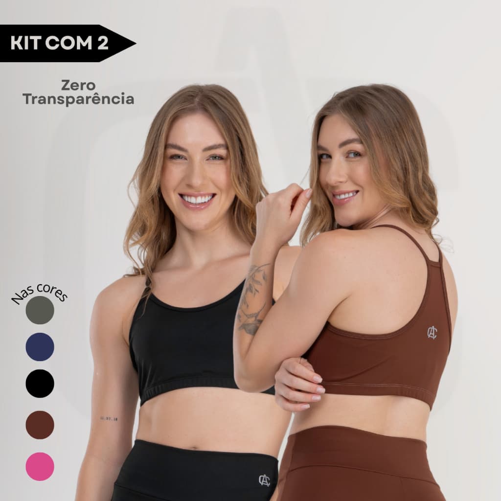 Kit 2 Top Nadador Fitness Zero Transparência Conforto