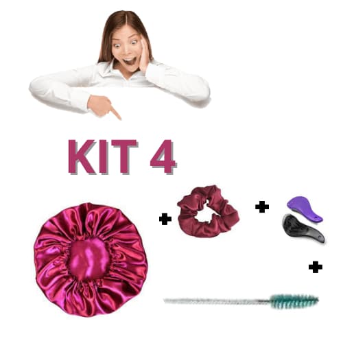 Kit Toucas De Cetim Banho Antifrizz Cores Aleatórias Xuxinha e Touca de Cetim - Cores Diversos