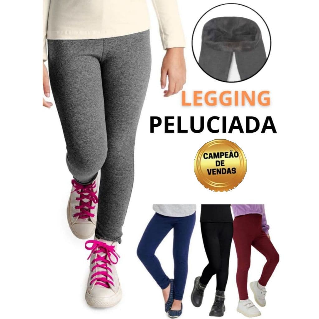 Legging Flanelada INFANTIL peluciada por dentro, legging JUVENIL térmica cintura alta ideal para DIA A DIA L
