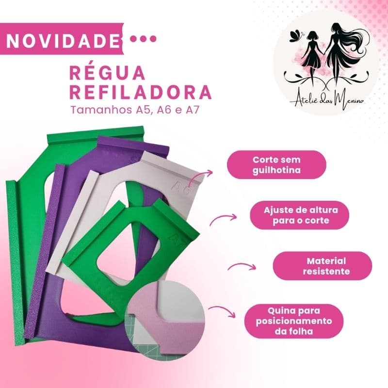 Régua Refiladora Base de Refile - Corte A4 para A5, A6, A7 e Slim 11x21 – Papelaria e Encadernação