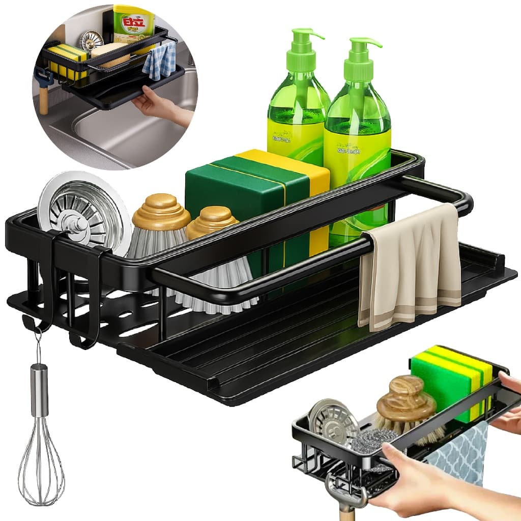 Dispenser Porta Detergente Esponja Suporte Cozinha Não Fura Parede Top