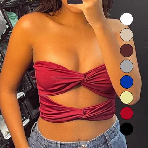 Cropped Nó Feminino Transpassado Trançado Duplo Suplex Premium Sem Bojo