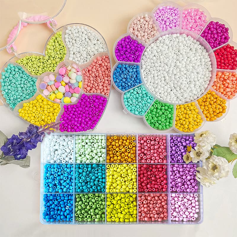 Kit de Miçangas 6/0 e 12/0 Coloridas Pulseiras Colares Artesanato Fio Silicone Stretchy
