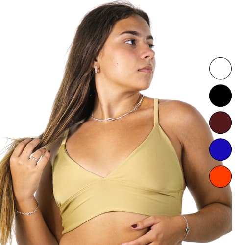 Top Cropped Feminino Alça Fina Decotado Duplo Suplex Premium Sem Bojo Carioca