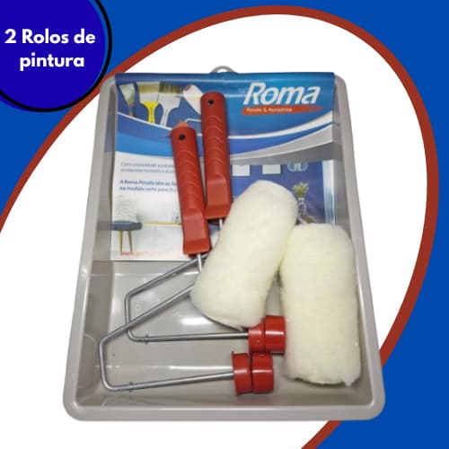 Kit De Pintura Completo Roma com 2 Rolos e Bandeja Para Casa E Obra