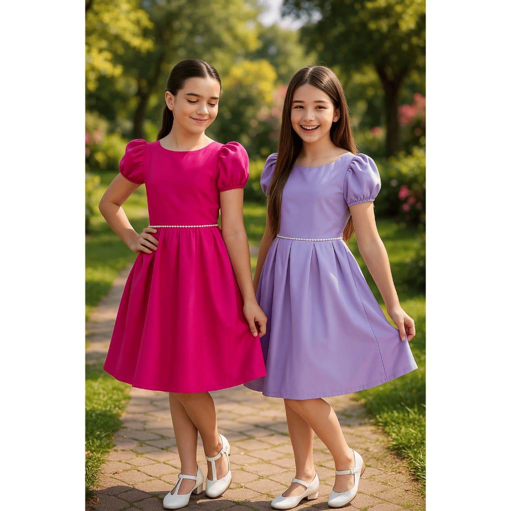 Kit 2 Unidades Vestidos Infantil Menina Juvenil Moda Casamento Usual Dia A Dia Igreja Daminha Leveza