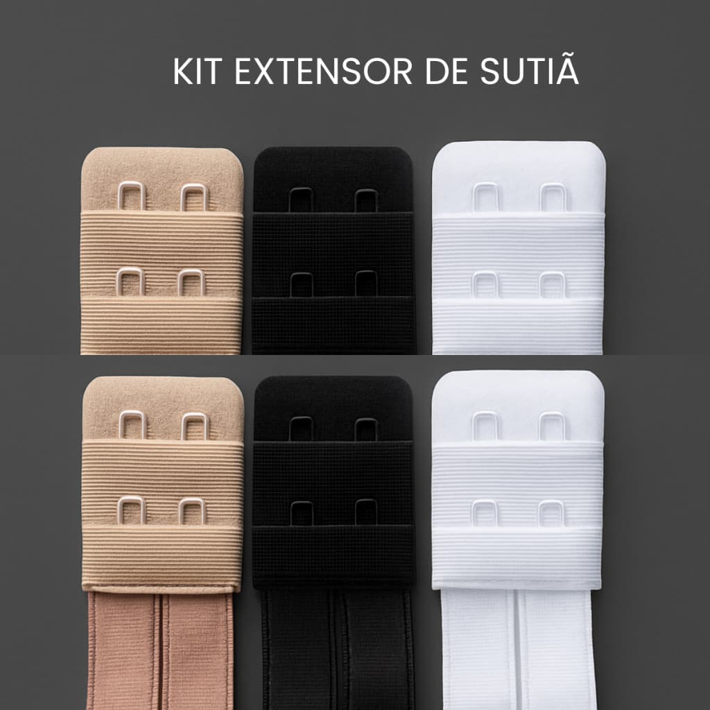 KIT Extensor de Sutiã com 3 unidades  Regulagem Dupla Confortável Feminino