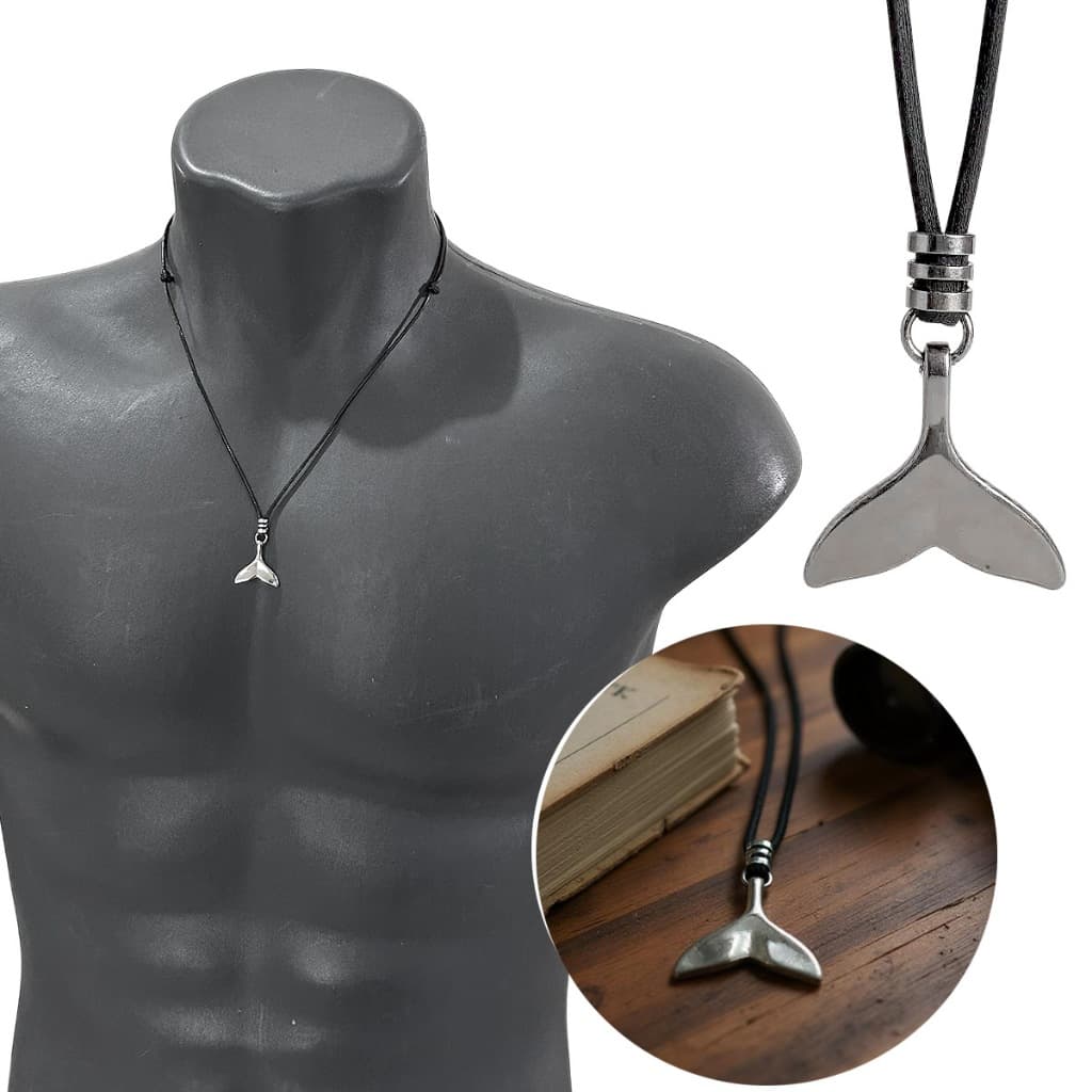 Colar Cordão Cauda Rabo Sereia Baleia Corrente Feminino Masculino Prateado Moda Praia Verão Aço Inoxidavel