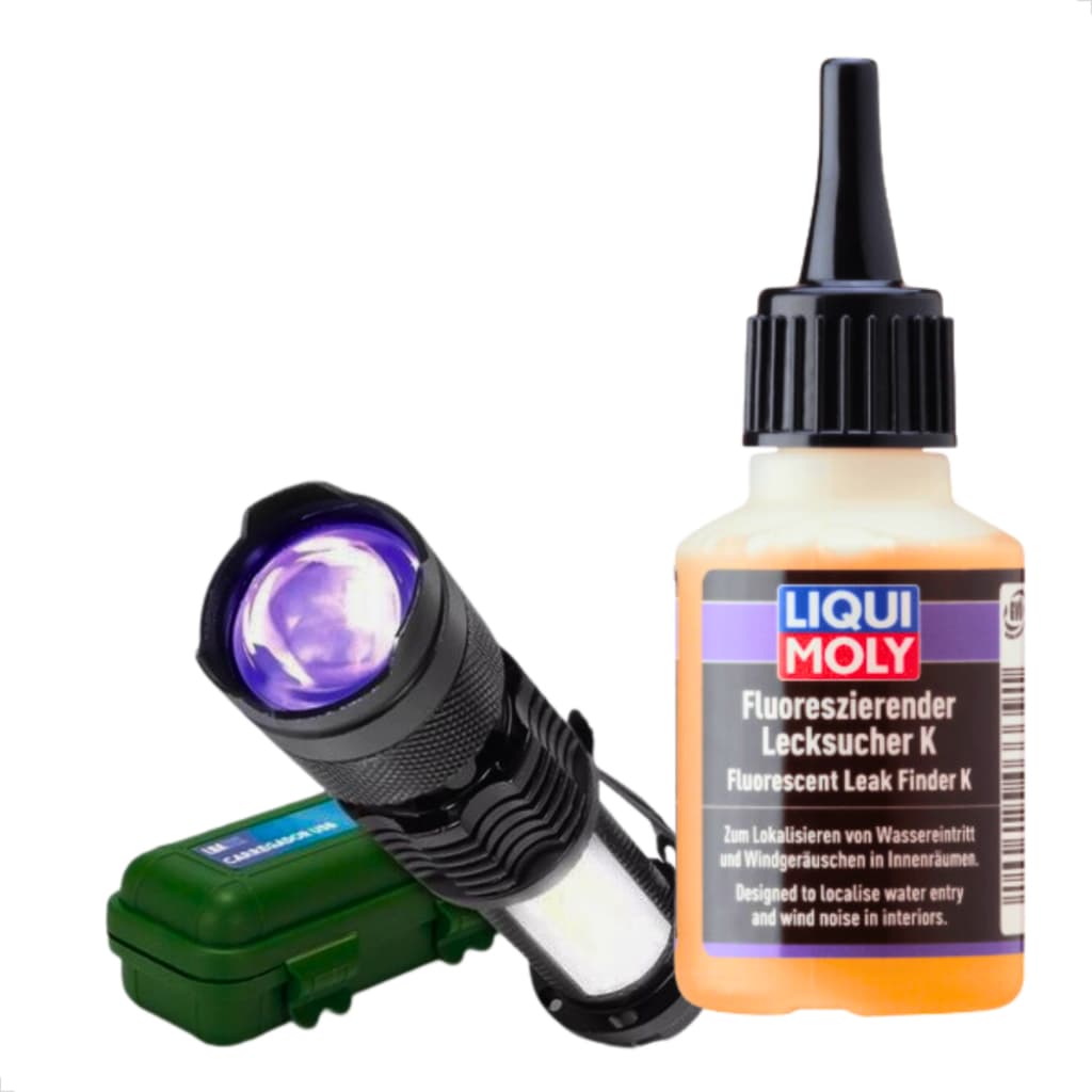Kit Revelador Vazamento + Lanterna UV - Liqui Moly Fluorescent Leak Finder K 50ml Detecta Vazamentos