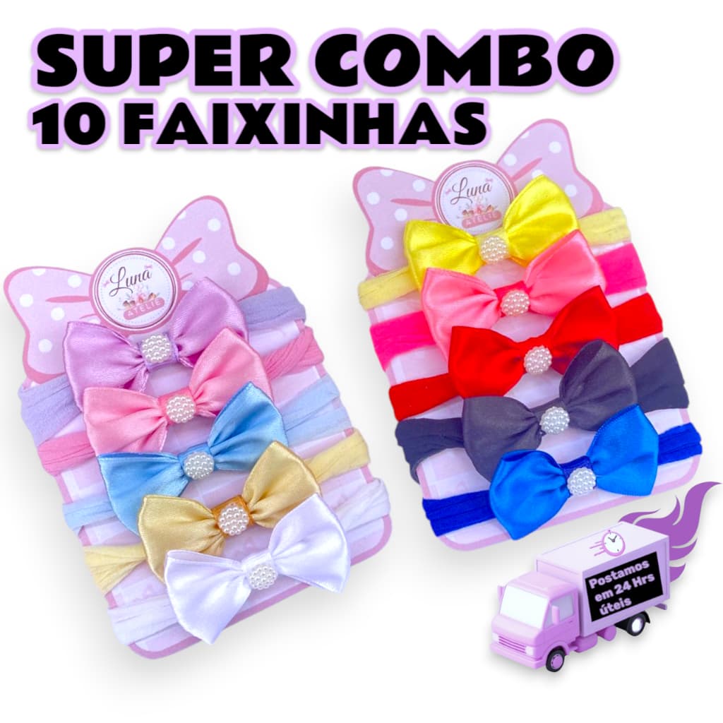Kit 10 Mini laços Lacinhos de bebê Cetim laços de cabelo infantil Rn Tiarinha Faixinha