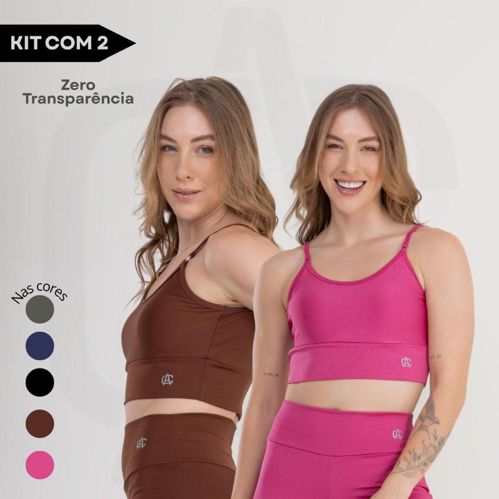 Kit 2 Top Fitness Decote Costas Academia Treino Conforto