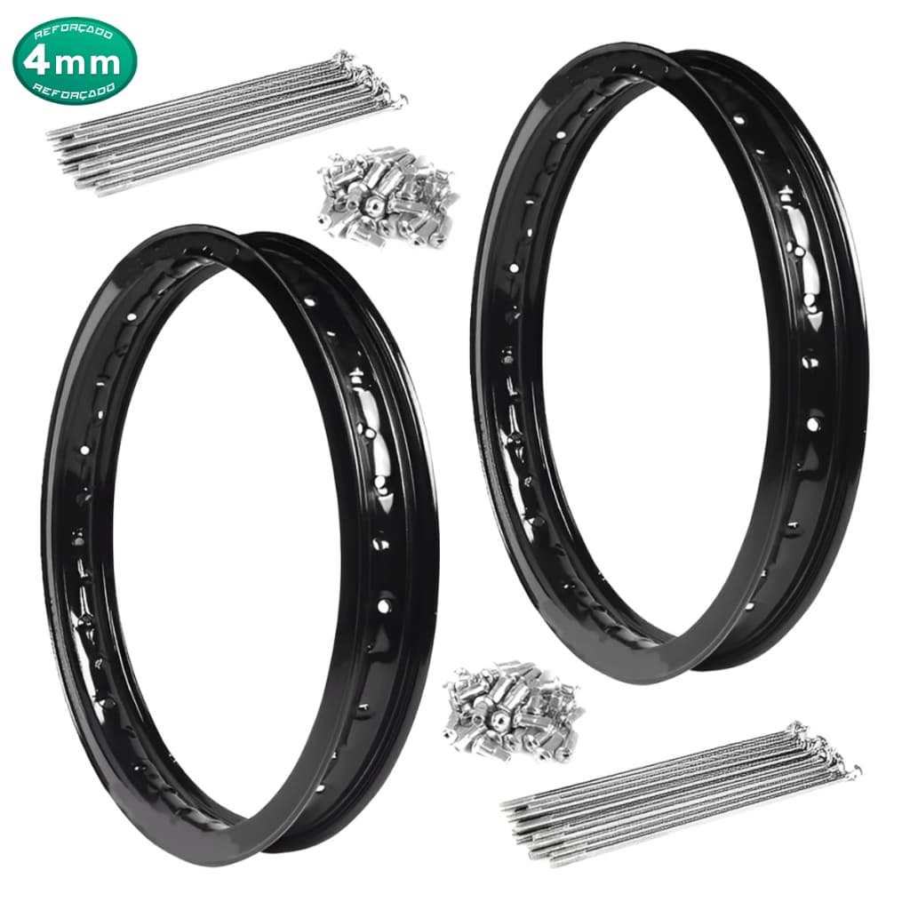 Jogo De Aro Preto + Raio Cromado 4mm Bros 125 150 160