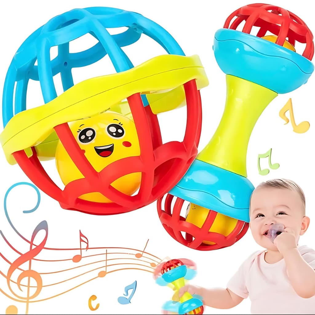 Brinquedos Para Bebê Chocalhos Mordedor Sensorial  Infantil Musical Bolinha Mordedor Silicone