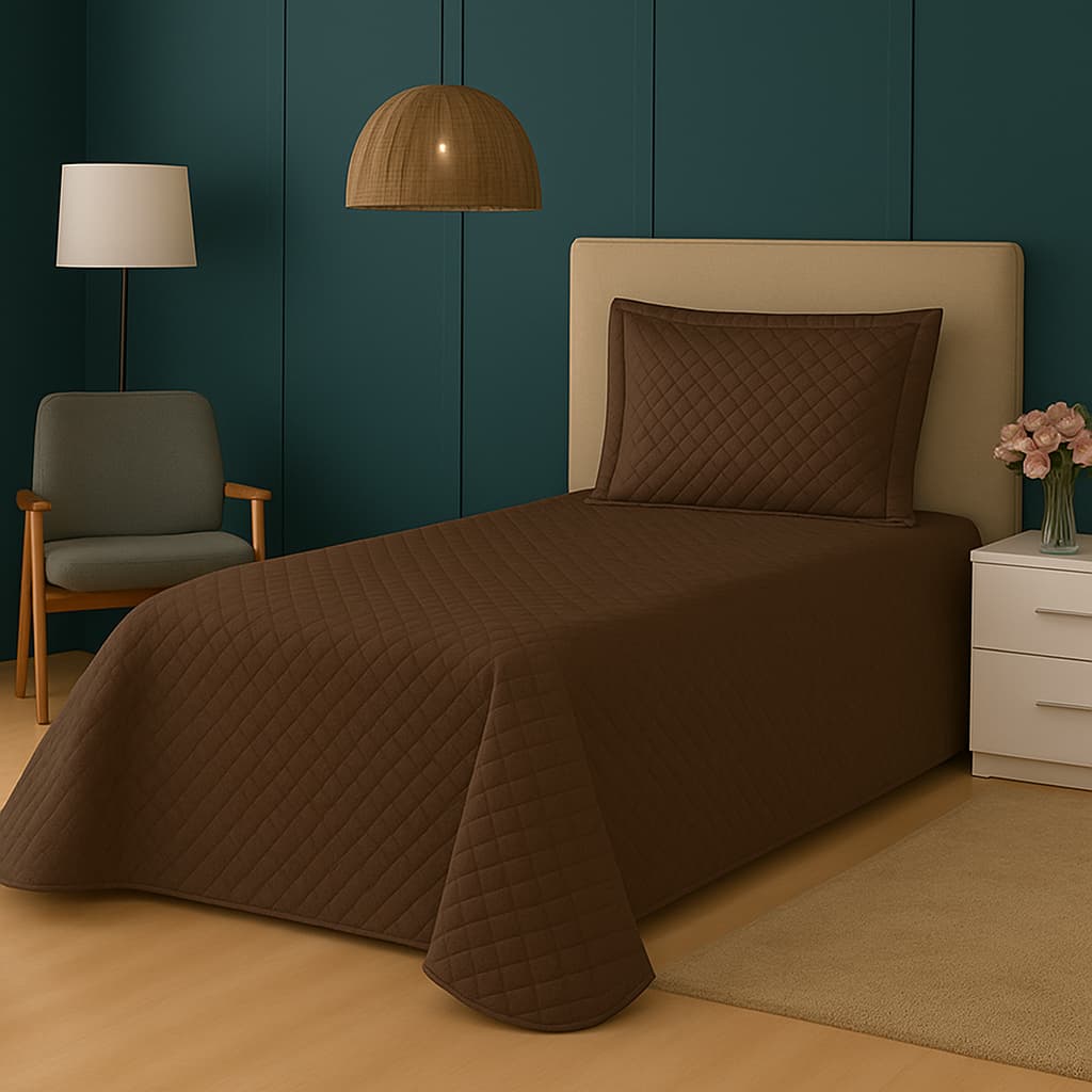 Kit Colcha Cobre Leito 2 Peças Marrom Solteiro Promoção