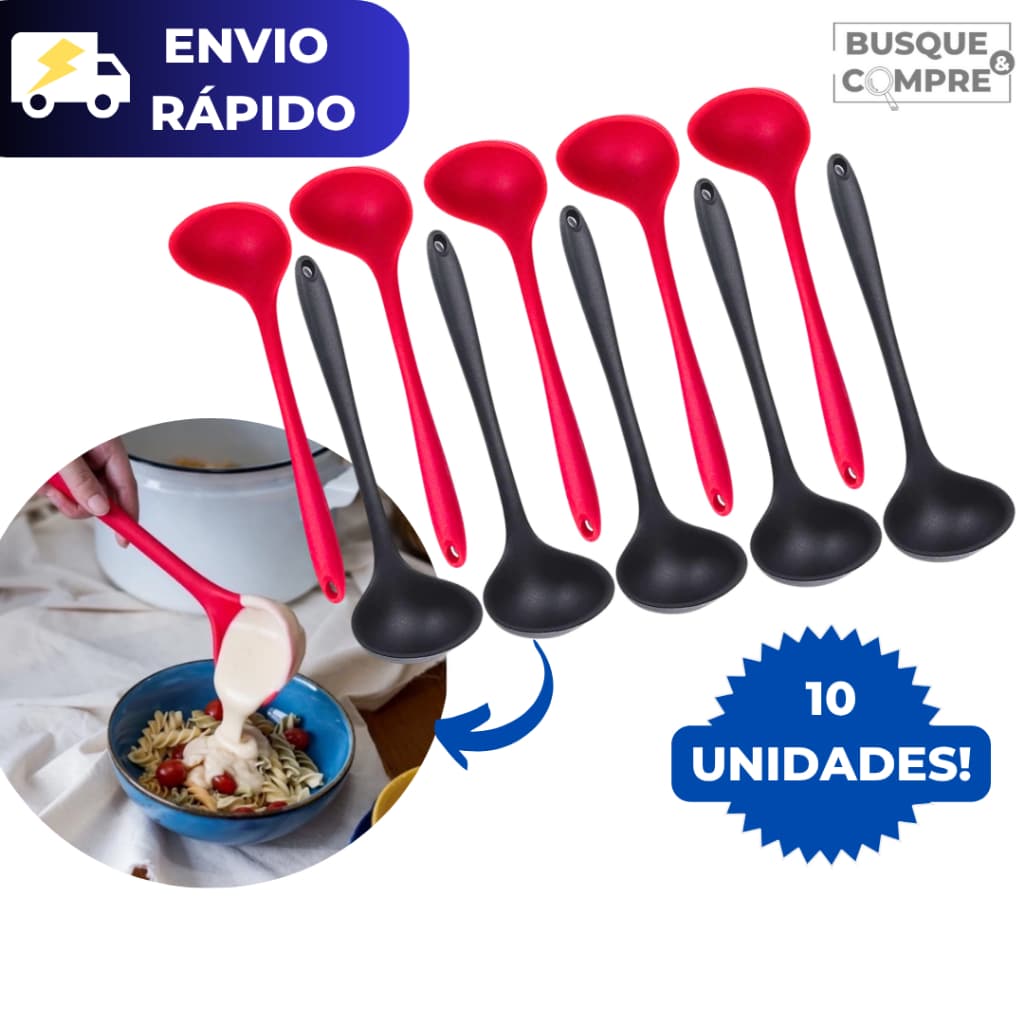 10 Conchas de Silicone para Feijão Molhos Caldos Sopas Cozinheiro Utensilio Cozinha Resistente