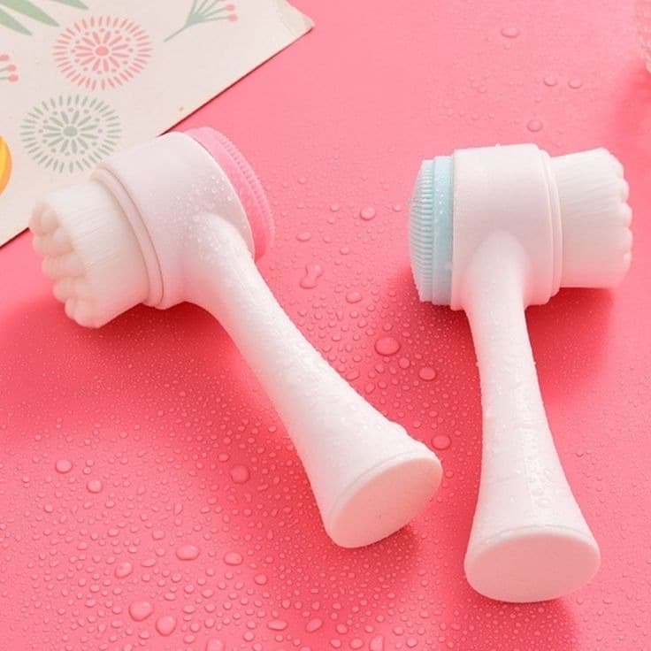 Escova Facial 2 em 1 – Silicone + Cerdas de Nylon – Limpeza e Esfoliação Manual