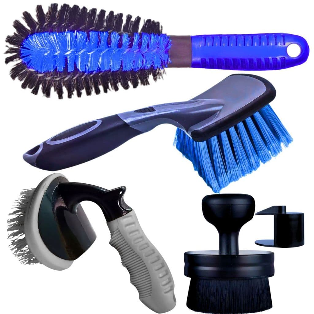 Kit Escova Limpeza Pneu Escova Furo Roda Pepino Escova Caixa Roda Pincel Aplicador Pneu Pretinho